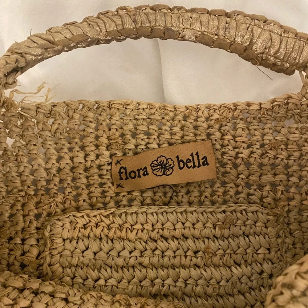 flore bella napa tote luxe straw bag - Picture 3 of 5
